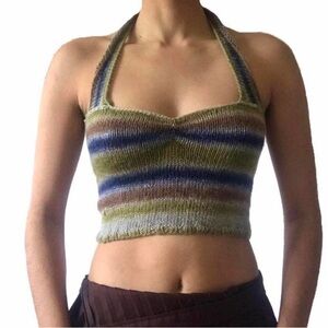 Handmade knitted halterneck top